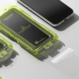 „Ringke Easy Slide“ dviejų grūdintų „iPhone 17“ stiklų pakuotė – juoda