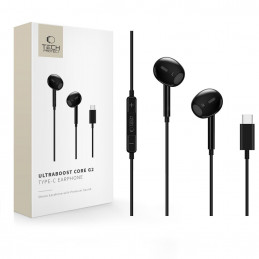 „Tech-Protect Ultraboost Core G2“ USB-C ausinės – juodos
