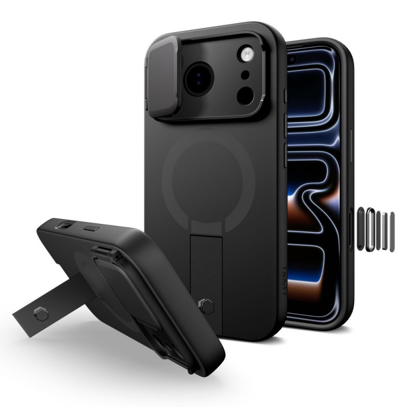„Tech-Protect Kevlar Aura MagSafe“ dėklas, skirtas „iPhone 17 Pro“ – juodas