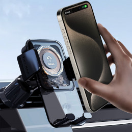 „Dudao F19“ automobilio laikiklis su 15 W indukciniu įkrovikliu - juodas