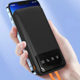 Dudao K6Pro universalus išorinis akumuliatorius 10000mAh su USB laidu, USB C tipo, „Lightning“ juodas (K6Pro-juodas)