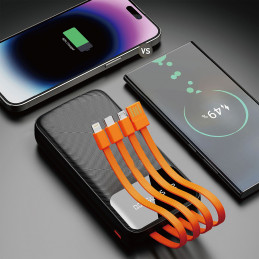 Dudao K6Pro universalus išorinis akumuliatorius 10000mAh su USB laidu, USB C tipo, „Lightning“ juodas (K6Pro-juodas)