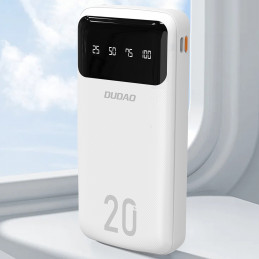 Didelės talpos „Dudao“ nešiojama baterija su 3 integruotais laidais, 20000 mAh, USB C tipo + micro USB + „Lightning“, ba...