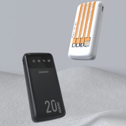 Didelės talpos „Dudao“ nešiojama baterija su 3 integruotais laidais, 20000 mAh, USB C tipo + micro USB + „Lightning“, ju...