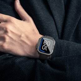 NUOSTABUS „Amazingthing Titan Pro“ metalinis dėklas, skirtas „Apple Watch 11“ (46 mm), aliuminis – juodas