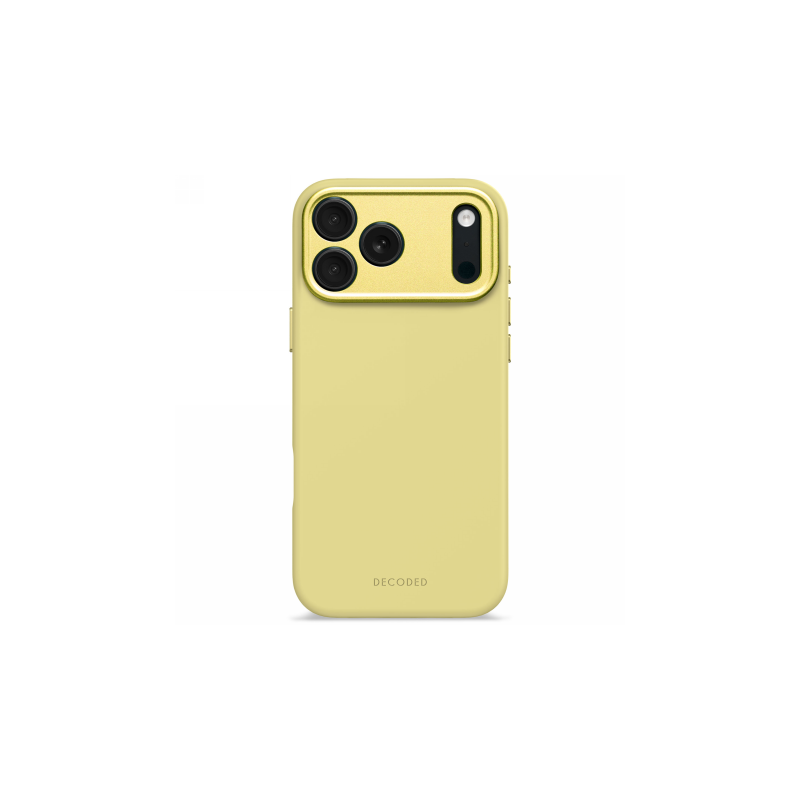 „Decoded“ antimikrobinis silikoninis „MagSafe“ galinis dangtelis, skirtas „iPhone 17 Pro Max“ – geltonas