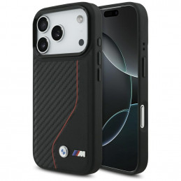 BMW M Carbon Line ir logotipo „MagSafe“ dėklas, skirtas iPhone 17 Pro – raudonas