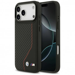 BMW M Carbon Line ir logotipo „MagSafe“ dėklas, skirtas iPhone 17 Pro Max – raudonas