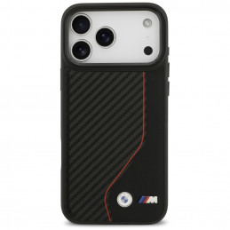 BMW M Carbon Line ir logotipo „MagSafe“ dėklas, skirtas iPhone 17 Pro Max – raudonas