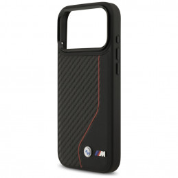 BMW M Carbon Line ir logotipo „MagSafe“ dėklas, skirtas iPhone 17 Pro Max – raudonas