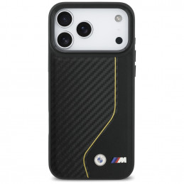 BMW M Carbon Line ir logotipo „MagSafe“ dėklas, skirtas iPhone 17 Pro Max – geltonas