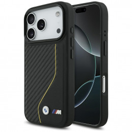 BMW M Carbon Line ir logotipo „MagSafe“ dėklas, skirtas iPhone 17 Pro – geltonas