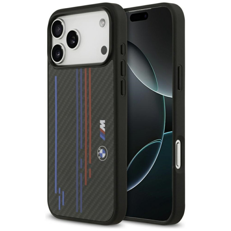 BMW M Kevlar linijų ir logotipo „MagSafe“ dėklas, skirtas „iPhone 17 Pro Max“ – juodas