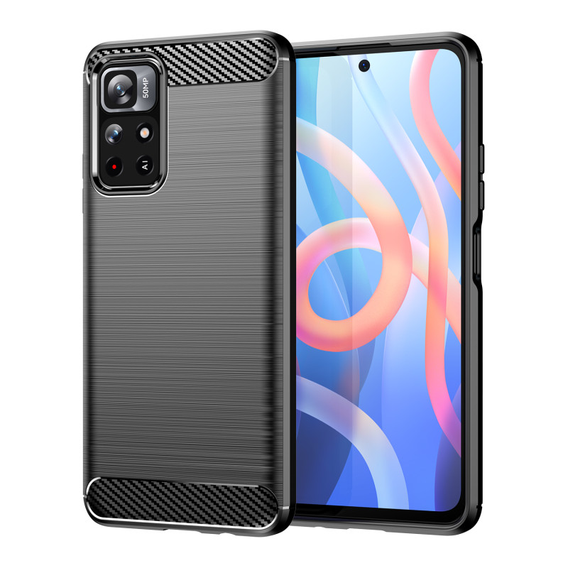 Carbon Case lankstus dangtelis Xiaomi Redmi Note 11 juodas