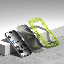 „Ringke Easy Slide“ 2 „iPhone 17 Pro“ apsauginių stiklų pakuotė (juodas)