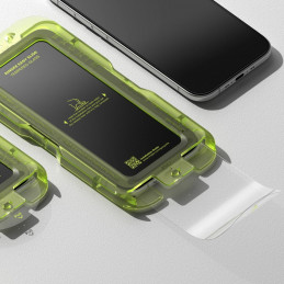„Ringke Easy Slide“ dviejų grūdintų „iPhone 17 Air“ stiklų pakuotė – juoda