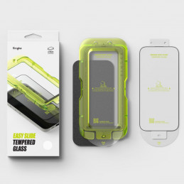 „Ringke Easy Slide“ dviejų grūdintų „iPhone 17“ stiklų pakuotė – juoda