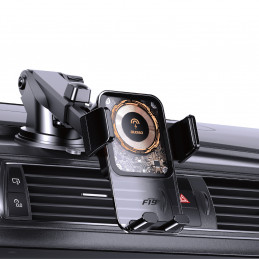 „Dudao F19“ automobilio laikiklis su 15 W indukciniu įkrovikliu - juodas