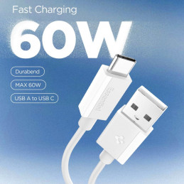 „Spigen EB6010AC“ USB-A / USB-C 60W laidas 100 cm – baltas