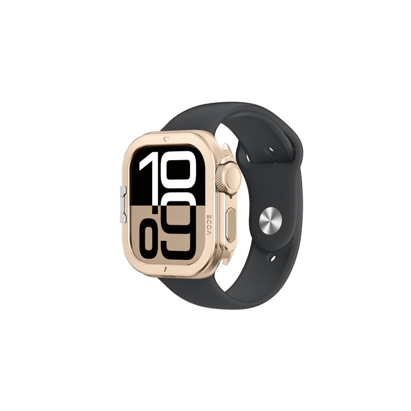 NUOSTABUS „Amazingthing Titan Pro“ metalinis dėklas, skirtas „Apple Watch 11“ (46 mm), aliuminis – auksinis