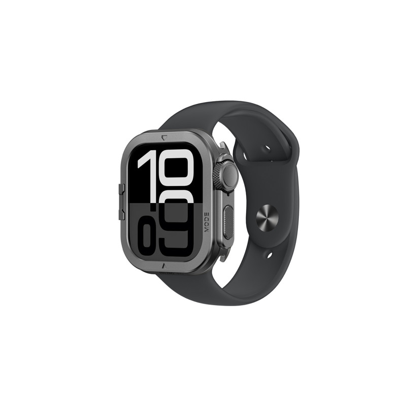 NUOSTABUS „Amazingthing Titan Pro“ metalinis dėklas, skirtas „Apple Watch 11“ (46 mm), aliuminis – juodas