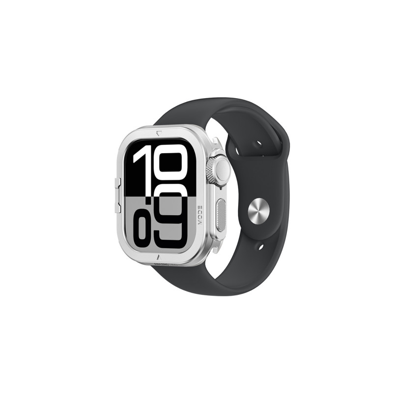 NUOSTABUS „Titan Pro“ metalinis dėklas, skirtas „Apple Watch 11“ (46 mm), aliuminis – sidabrinis