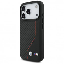 BMW M Carbon Line ir logotipo „MagSafe“ dėklas, skirtas iPhone 17 Pro – raudonas