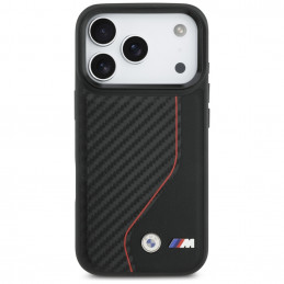 BMW M Carbon Line ir logotipo „MagSafe“ dėklas, skirtas iPhone 17 Pro – raudonas