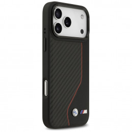 BMW M Carbon Line ir logotipo „MagSafe“ dėklas, skirtas iPhone 17 Pro Max – raudonas