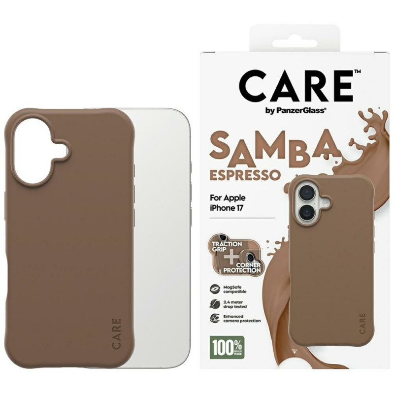„CARE by PanzerGlass“ madingas „Samba MagSafe“ dėklas, skirtas „iPhone 17“ – rudas