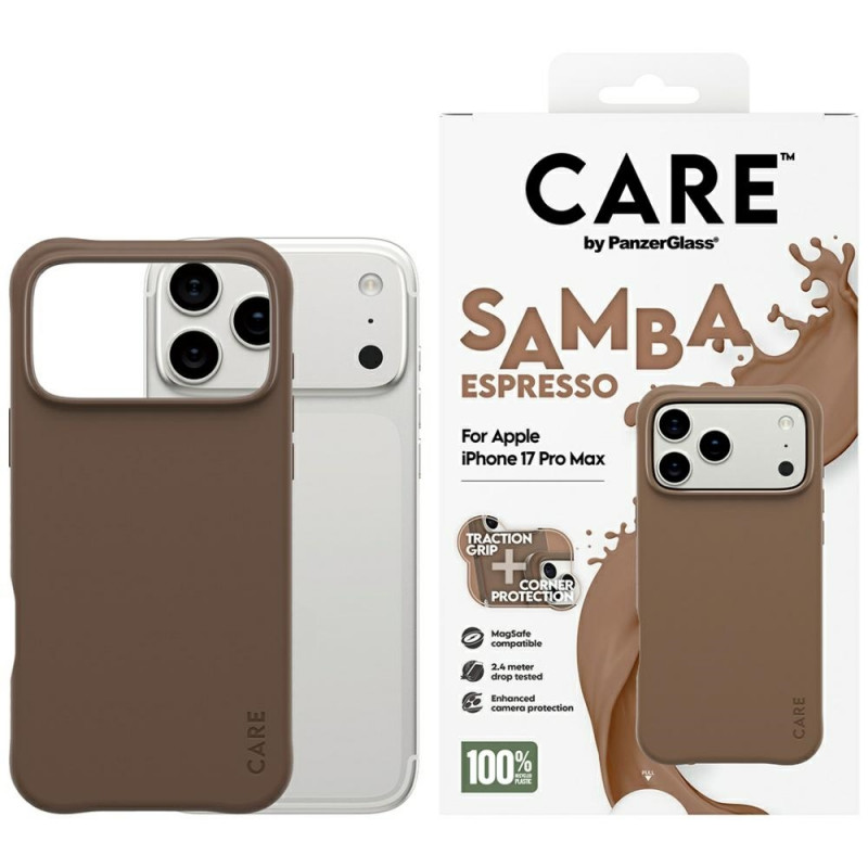 „CARE by PanzerGlass“ madingas „Samba MagSafe“ dėklas, skirtas „iPhone 17 Pro Max“ – rudas