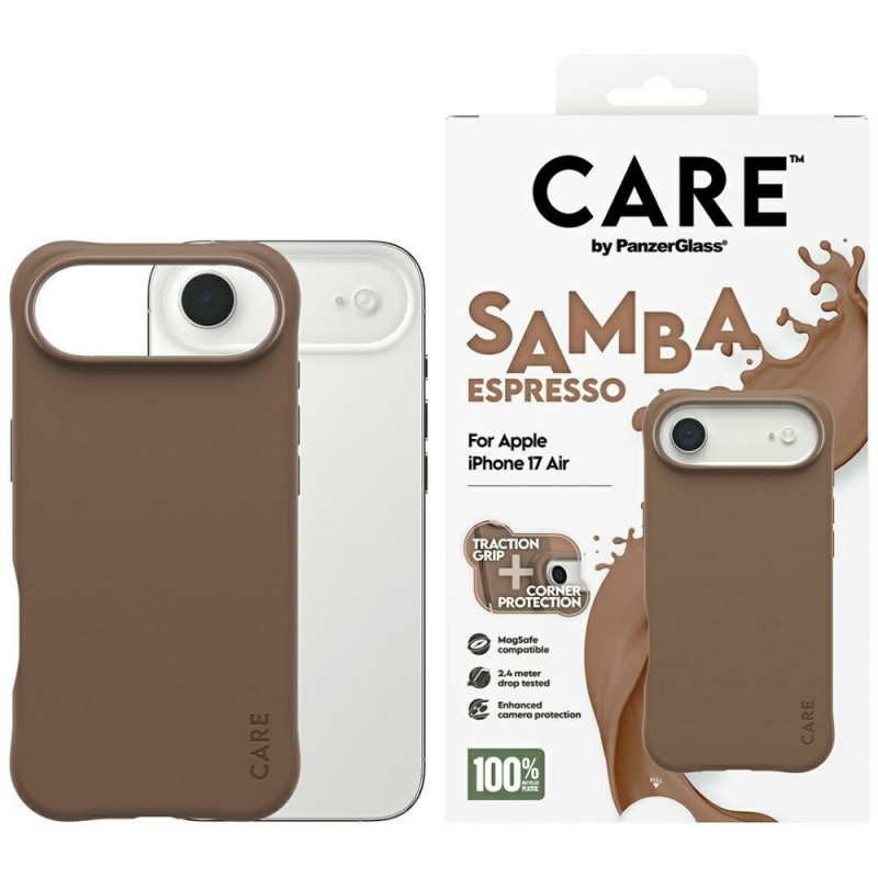 „CARE by PanzerGlass“ madingas „Samba MagSafe“ dėklas, skirtas „iPhone Air“ – rudas