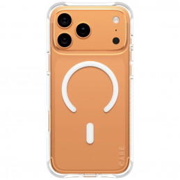 „CARE by PanzerGlass“ madingas „Samba“ dėklas su baltu „MagSafe“, skirtas „iPhone 17 Pro Max“ – permatomas