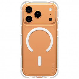 „CARE by PanzerGlass“ madingas „Samba“ dėklas su baltu „MagSafe“, skirtas „iPhone 17 Pro“ – permatomas