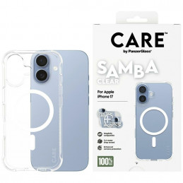„CARE by PanzerGlass“ madingas „Samba“ dėklas su baltu „MagSafe“, skirtas „iPhone 17“ – permatomas