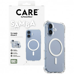„CARE by PanzerGlass“ madingas „Samba“ dėklas su baltu „MagSafe“, skirtas „iPhone 17“ – permatomas