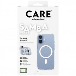 „CARE by PanzerGlass“ madingas „Samba“ dėklas su baltu „MagSafe“, skirtas „iPhone 17“ – permatomas