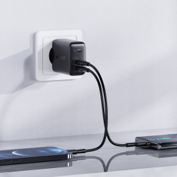 Acefast sieninis įkroviklis C tipo USB / USB 32W, PPS, PD, QC 3.0, AFC, FCP juodas (A5 juodas)
