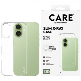 „CARE by PanzerGlass“ madingas minkštas „X-Ray“ dėklas, skirtas „iPhone 17“ – permatomas