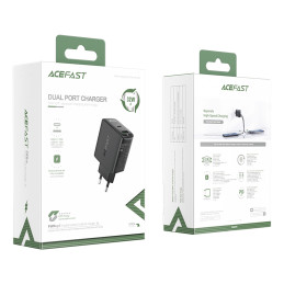 Acefast sieninis įkroviklis C tipo USB / USB 32W, PPS, PD, QC 3.0, AFC, FCP juodas (A5 juodas)