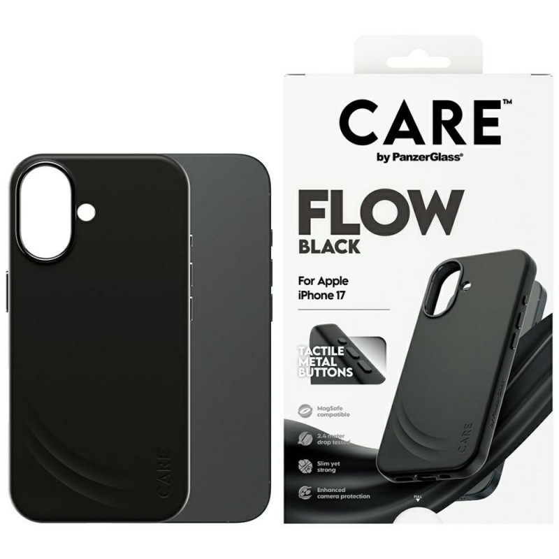 „CARE by PanzerGlass“ „Feature FLOW MagSafe“ dėklas, skirtas „iPhone 17“ – juodas