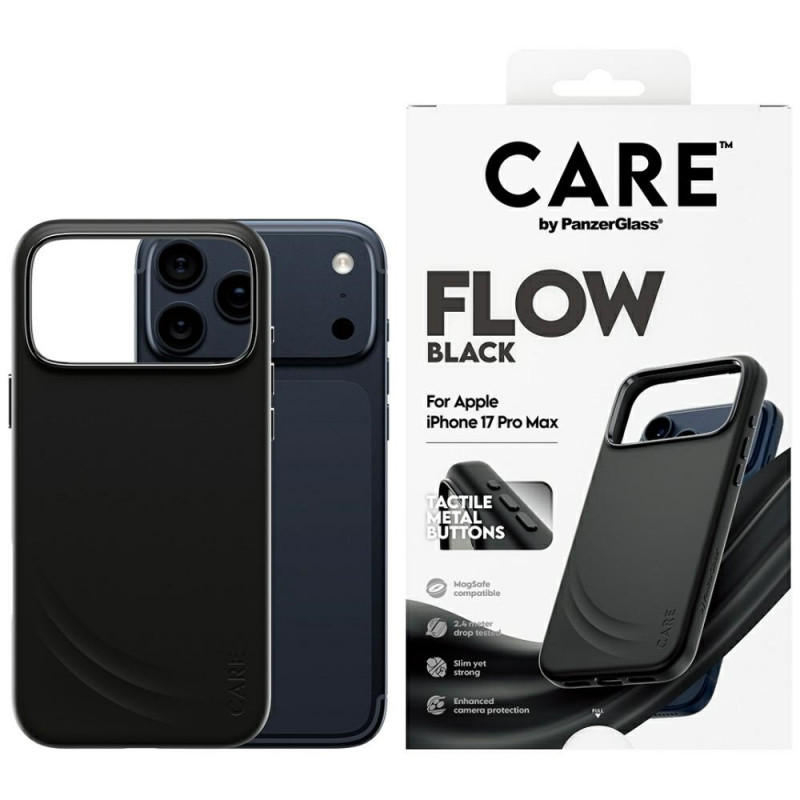 „CARE by PanzerGlass“ „Feature FLOW MagSafe“ dėklas, skirtas „iPhone 17 Pro Max“ – juodas