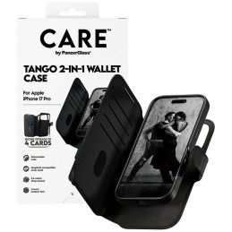 „CARE by PanzerGlass Feature Tango 2in1“ piniginės dėklas su „MagSafe“ jungtimi, skirtas „iPhone 17 Pro“ – juodas
