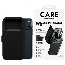 „CARE by PanzerGlass Feature Tango 2in1“ piniginės dėklas su „MagSafe“ jungtimi, skirtas „iPhone 17 Pro Max“ – juodas