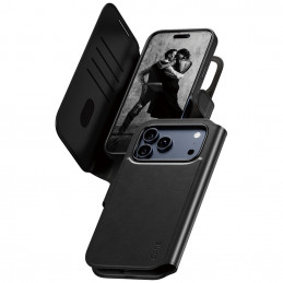 „CARE by PanzerGlass Feature Tango 2in1“ piniginės dėklas su „MagSafe“ jungtimi, skirtas „iPhone 17 Pro Max“ – juodas