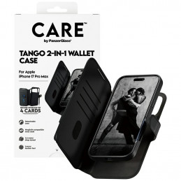 „CARE by PanzerGlass Feature Tango 2in1“ piniginės dėklas su „MagSafe“ jungtimi, skirtas „iPhone 17 Pro Max“ – juodas