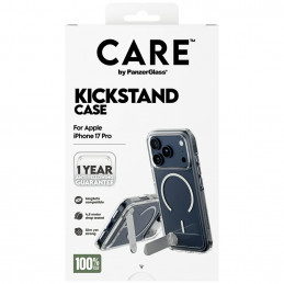 „CARE by PanzerGlass“ apsauginis dėklas su atramėle „MagSafe“, skirtas „iPhone 17 Pro“ – skaidrus