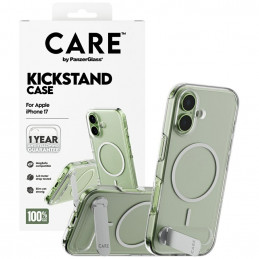 „CARE by PanzerGlass“ apsauginis dėklas su atramėle „MagSafe“, skirtas „iPhone 17“ – permatomas