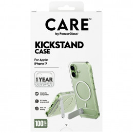„CARE by PanzerGlass“ apsauginis dėklas su atramėle „MagSafe“, skirtas „iPhone 17“ – permatomas