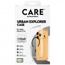 „CARE by PanzerGlass“ flagmaninis „Urban Explorer“ dėklas su juodu „MagSafe“, skirtas „iPhone 17 Pro“ – permatomas